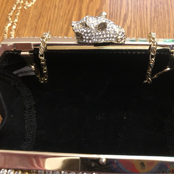 Real Collectibles by Adrienne Rhinestone Panther Clutch w/Shoulder Strap +Bonus - Picture 6 of 9
